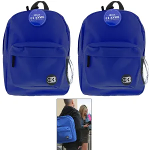 2 Blue Book Bag Backpack Travel Hiking Camping Gym School Sports Back Pack 17"