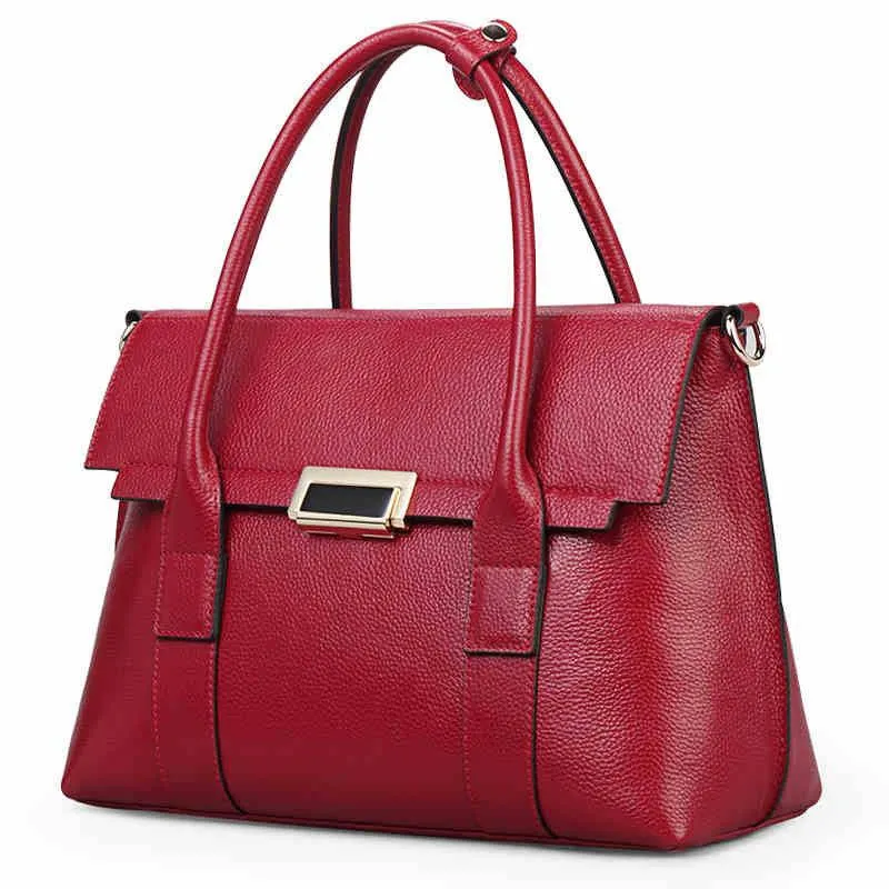 2021 European And American New Leather Handbags, Big Bags, Ladies All-match Handbags, First Layer Cowhide Single Shoulder Messenger Bag