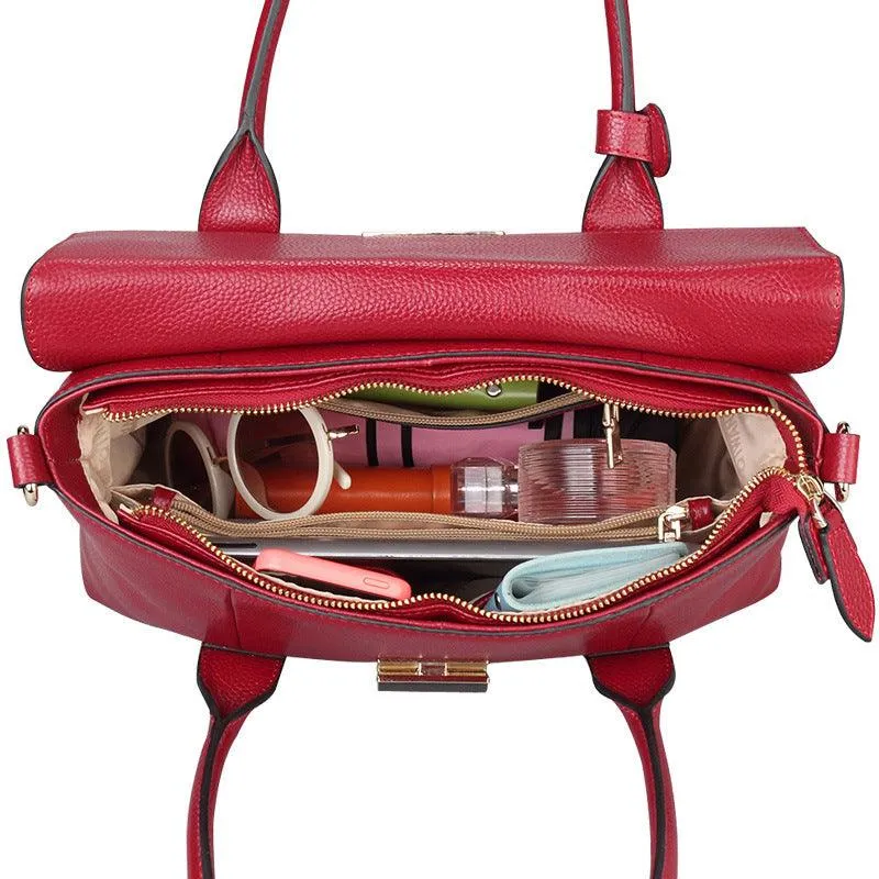 2021 European And American New Leather Handbags, Big Bags, Ladies All-match Handbags, First Layer Cowhide Single Shoulder Messenger Bag