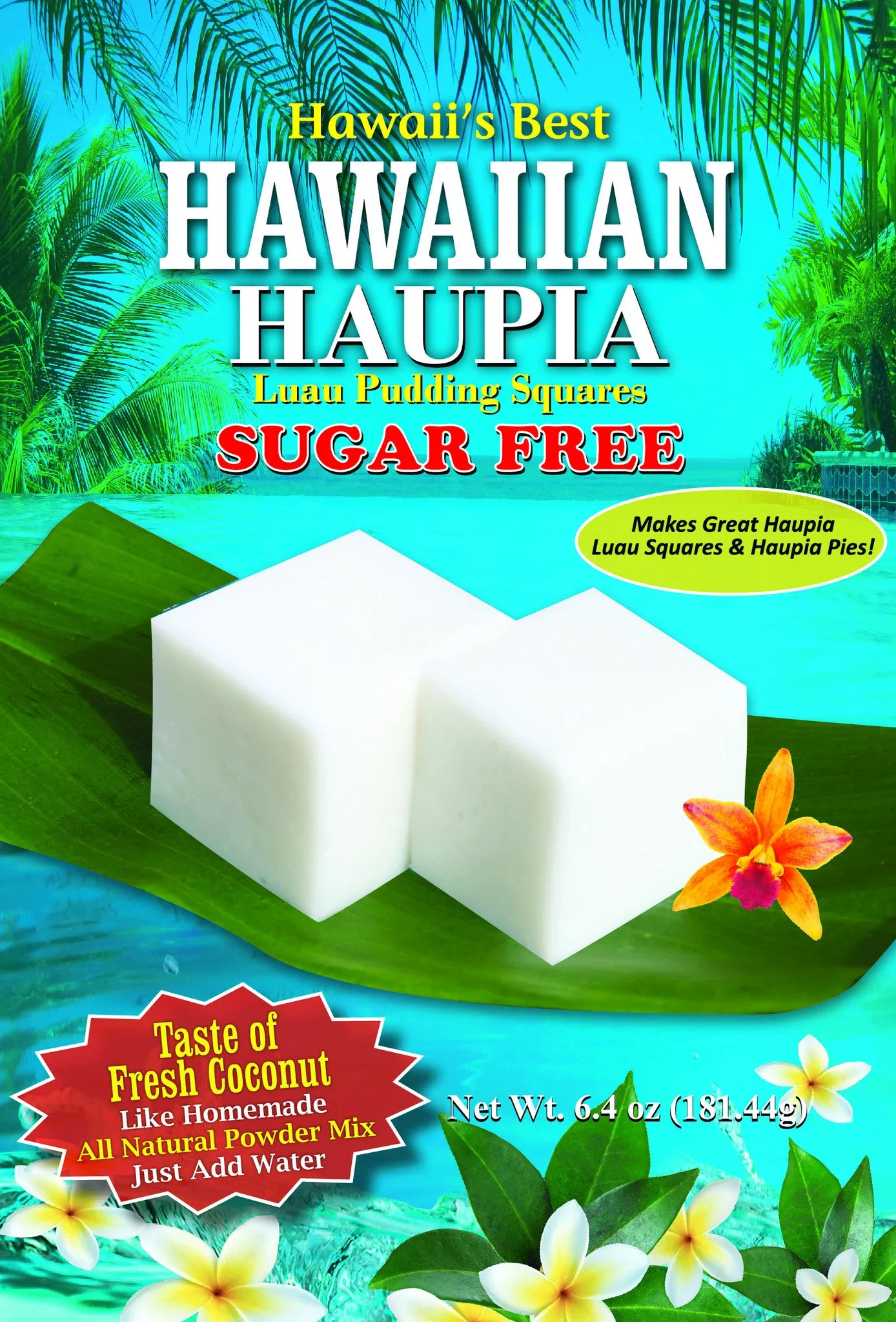 (3 BAGS - EXTRA VALUE PACK, $7.49 EACH) SUGAR FREE HAUPIA MIX (Coconut Pudding Luau Squares)
