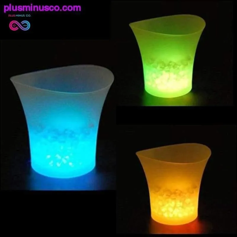 5L 3Colors LED RGB Light Changeable Ice Bucket Champagne