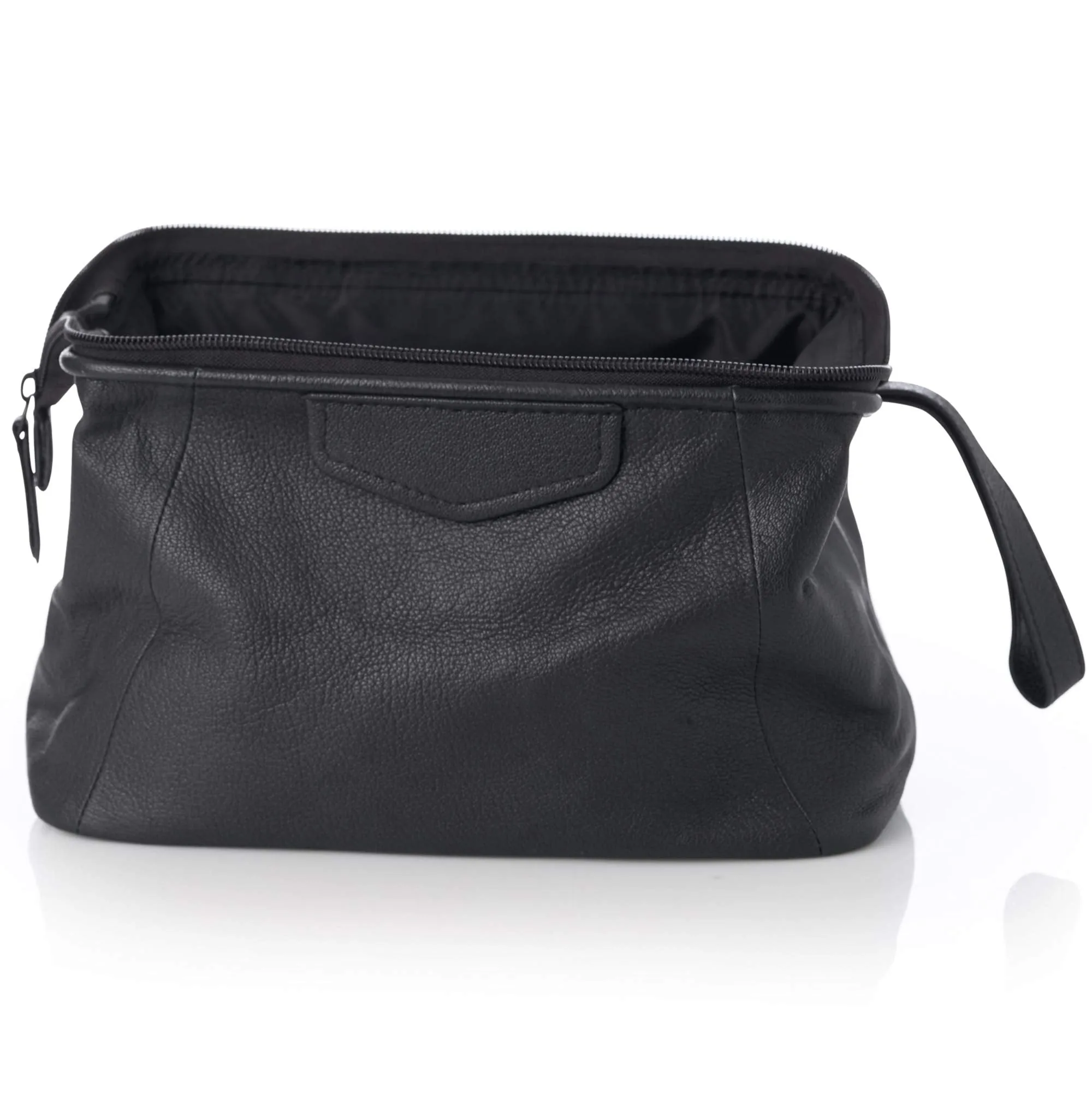 Alpine Swiss Lauter Toiletry Bag Genuine Leather Shaving Kit Dopp Kit Travel Case One Size Black