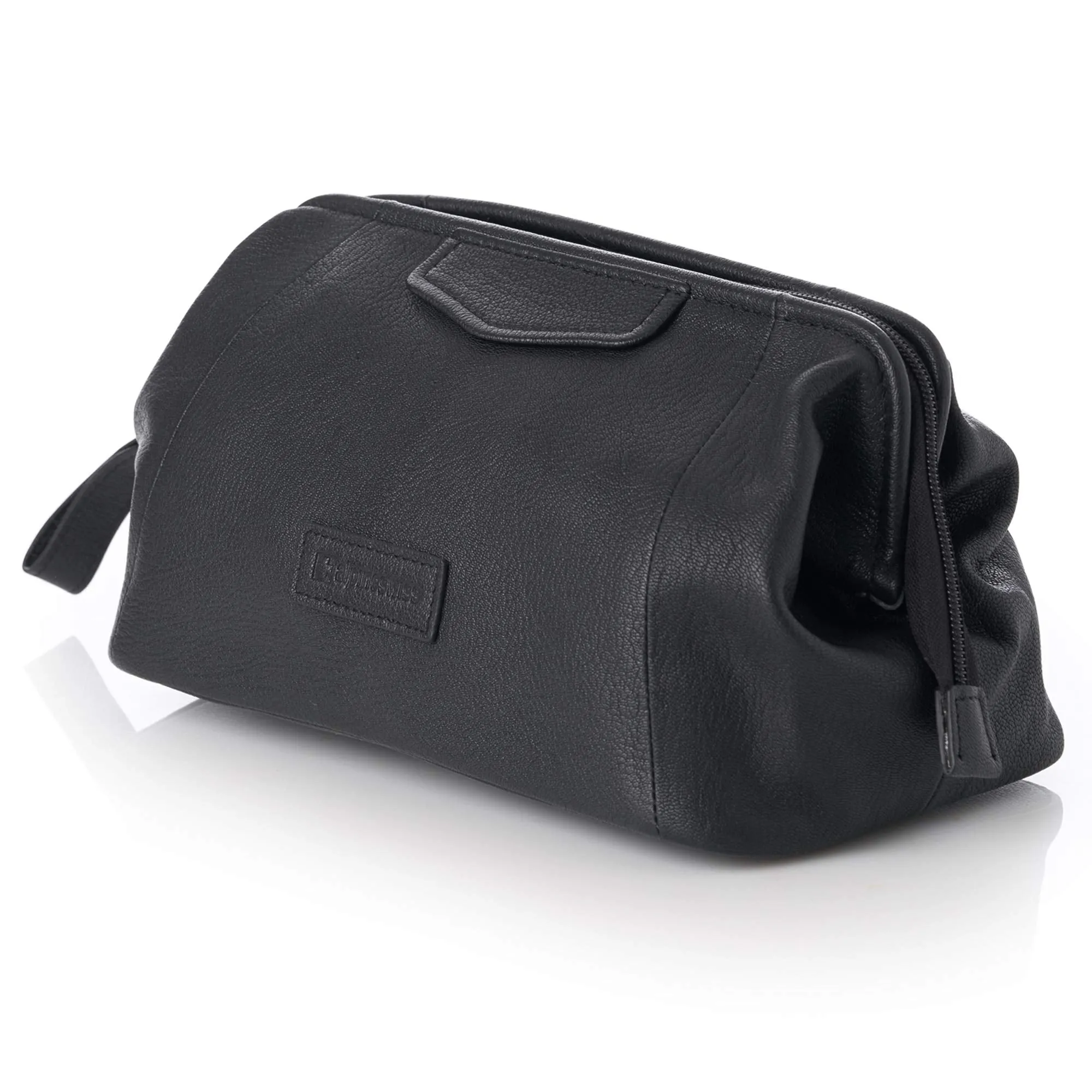 Alpine Swiss Lauter Toiletry Bag Genuine Leather Shaving Kit Dopp Kit Travel Case One Size Black