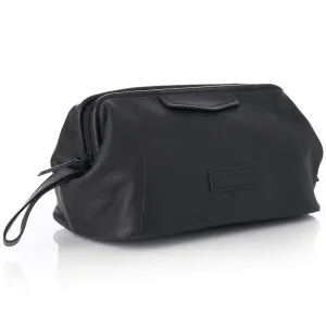 Alpine Swiss Lauter Toiletry Bag Genuine Leather Shaving Kit Dopp Kit Travel Case One Size Black