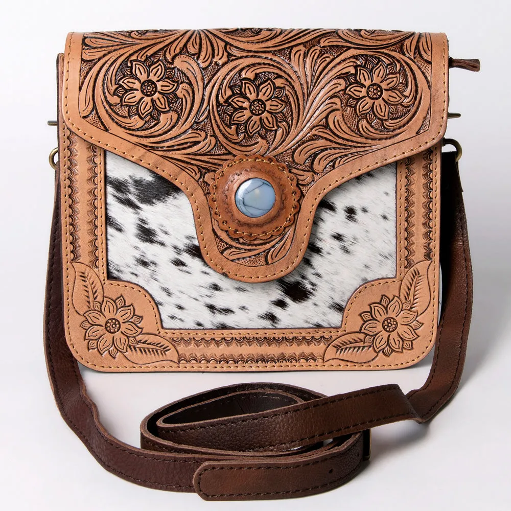 American Darling ADBGD123 Crossbody Hand Tooled Hair-On Genuine Leather Women Bag Western Handbag Purse