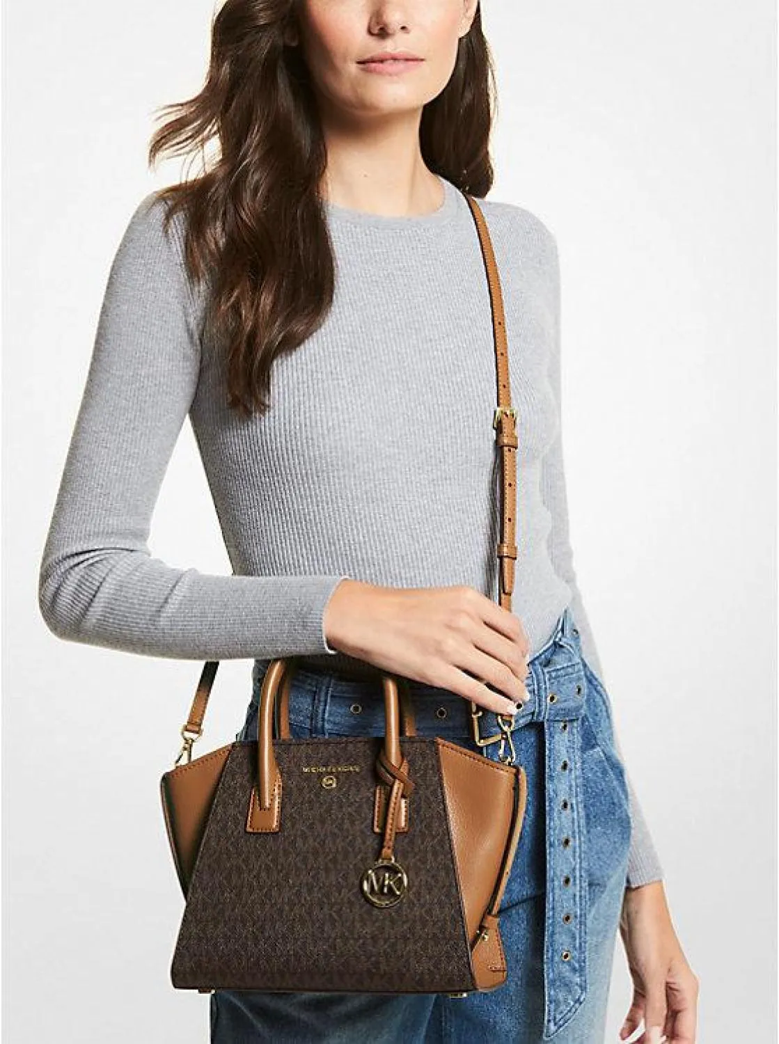 Avril Small Logo Top-Zip Satchel
