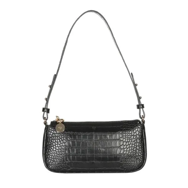 Baguette Bag (Black Croc)