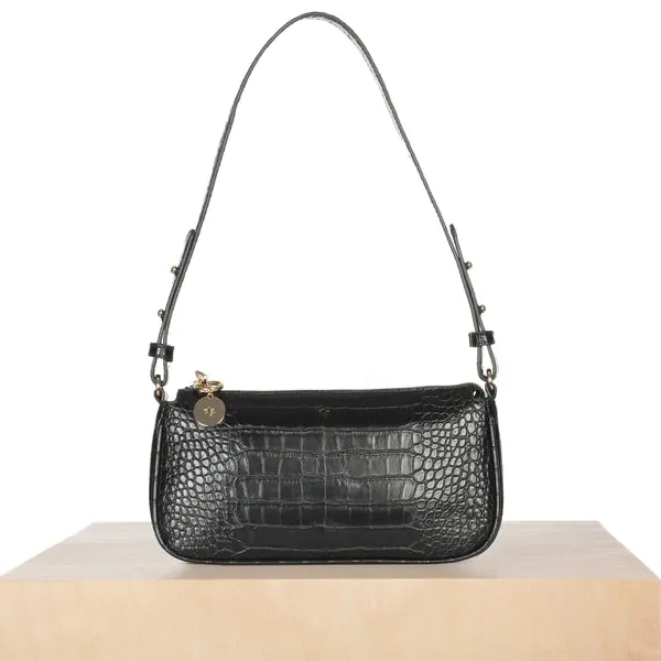 Baguette Bag (Black Croc)