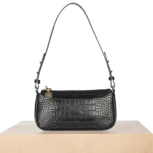 Baguette Bag (Black Croc)