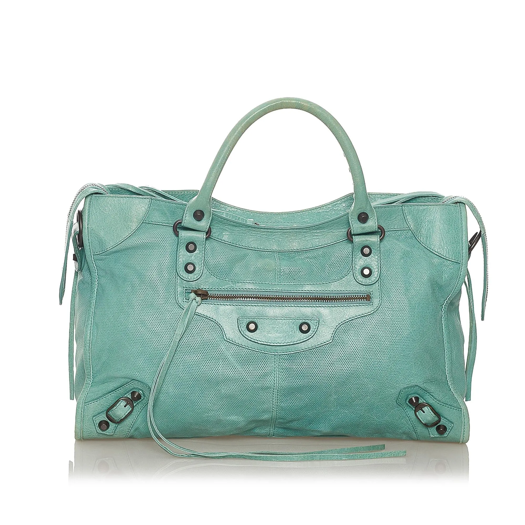 Balenciaga Motocross Classic City Lambskin Leather Satchel (SHG-27386)