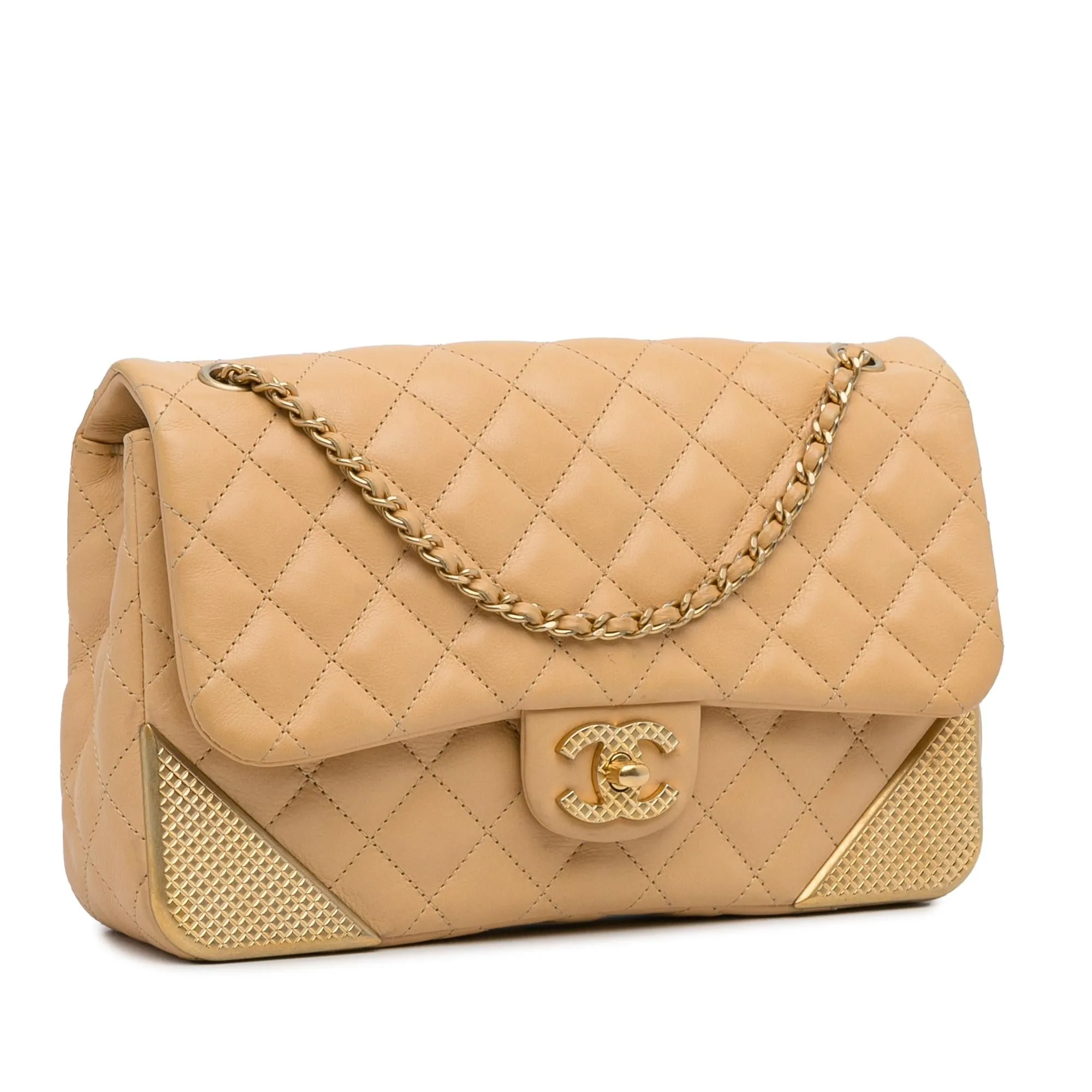 Chanel Medium Classic Lambskin Metal Edge Shoulder Bag (SHG-0qisTN)