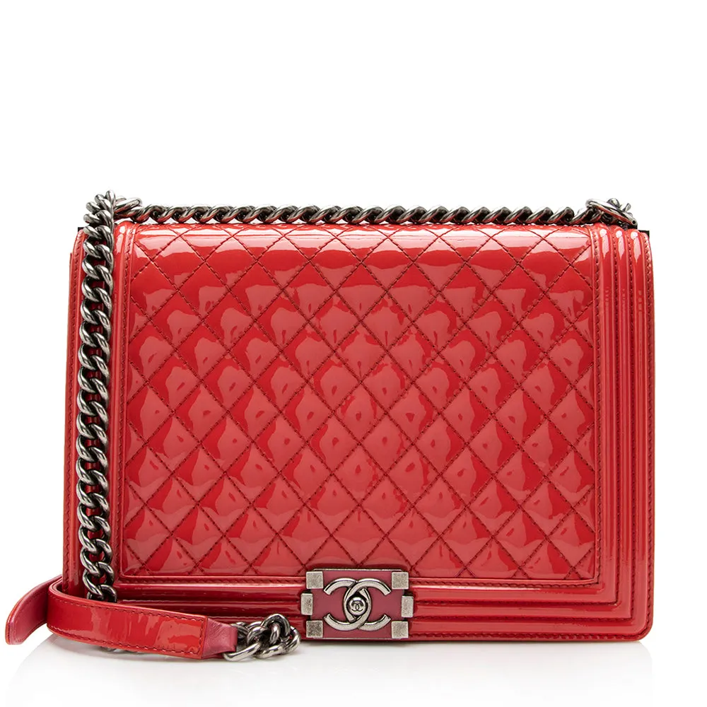 Chanel Patent Leather Large Boy Bag (SHF-15376)