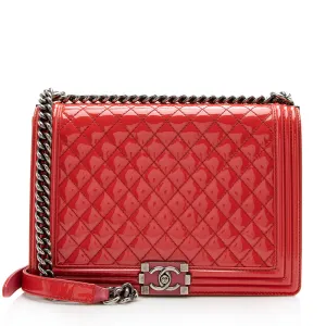 Chanel Patent Leather Large Boy Bag (SHF-15376)