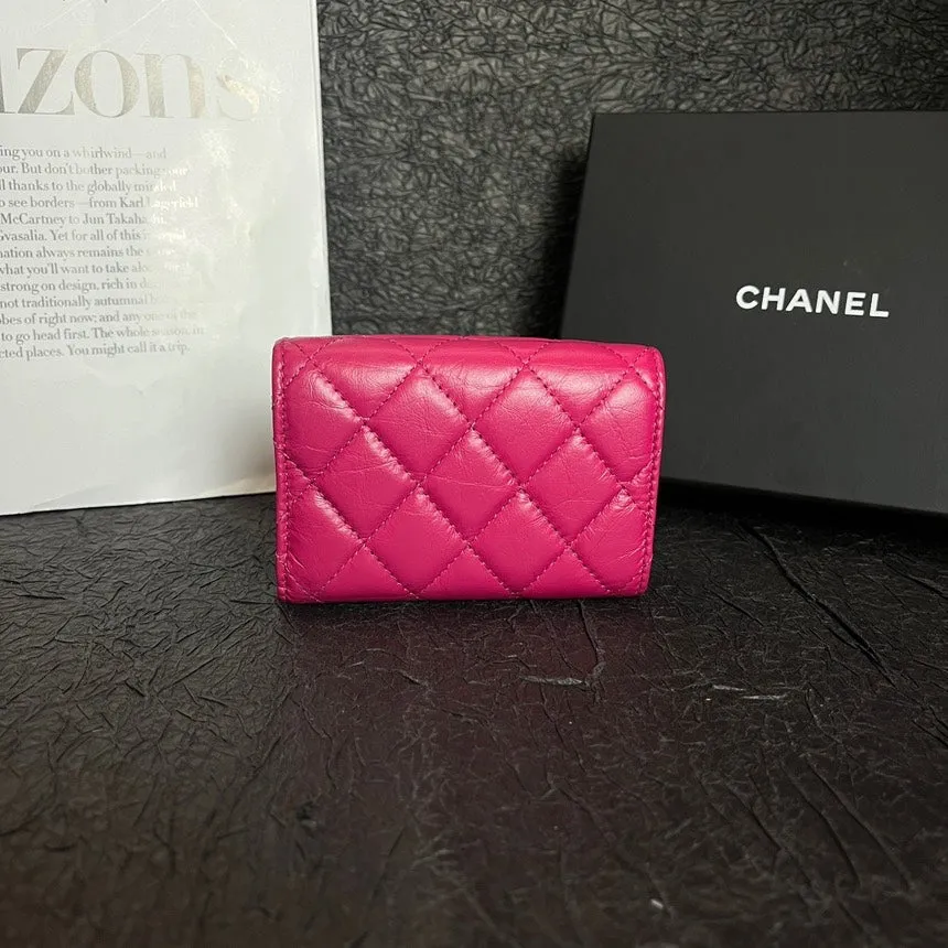 Chanel Rose Red 2.55 Gold Buckle Wallet 10.5cm