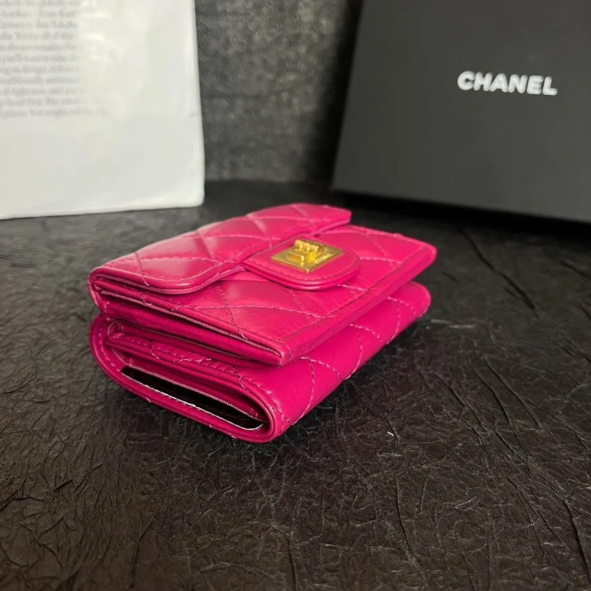 Chanel Rose Red 2.55 Gold Buckle Wallet 10.5cm
