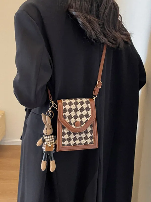 Checkerboard Contrast Color Crossbody Bags Bags