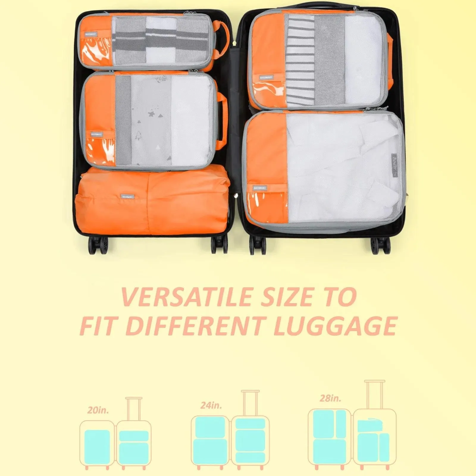 Compression Packing Cubes for Travel Durable Luggage Organizer