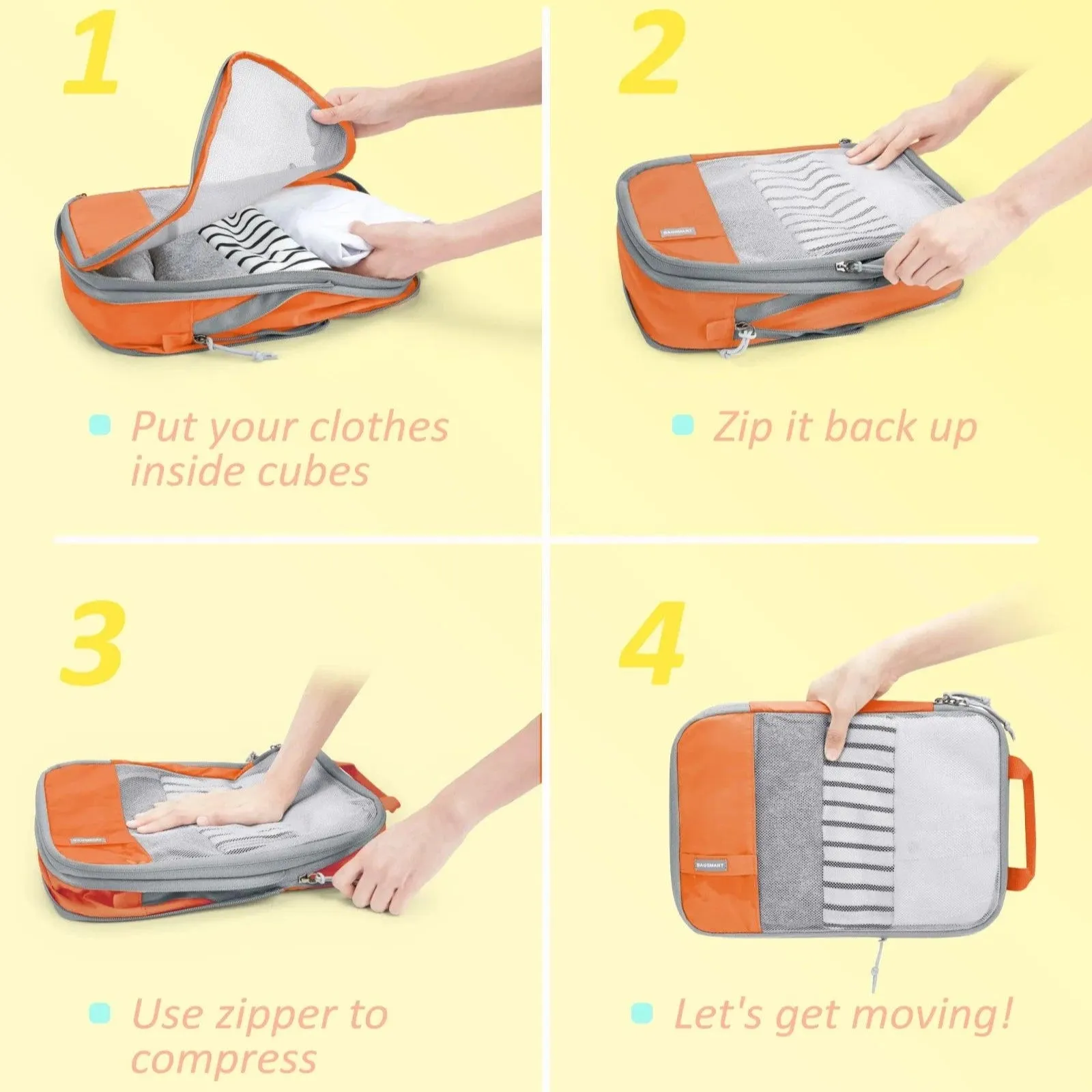 Compression Packing Cubes for Travel Durable Luggage Organizer