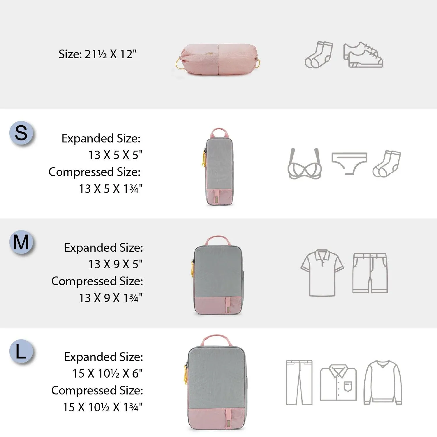 Compression Packing Cubes for Travel Durable Luggage Organizer