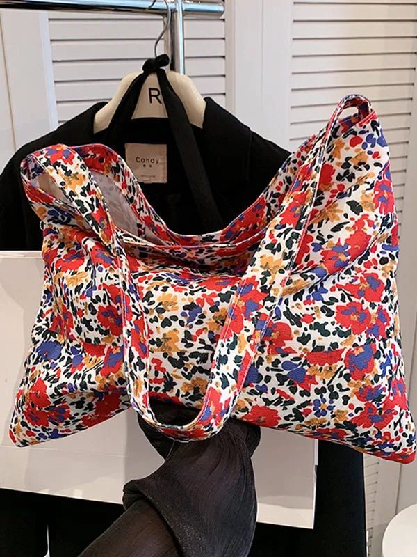Contrast Color Flower Print Crossbody Bags