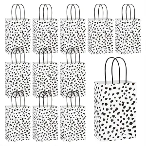 Dalmation Dot Print Paper Gift Bags and Party Favor Bags, Small 5.25x3.5x8.25" (12 Pack)
