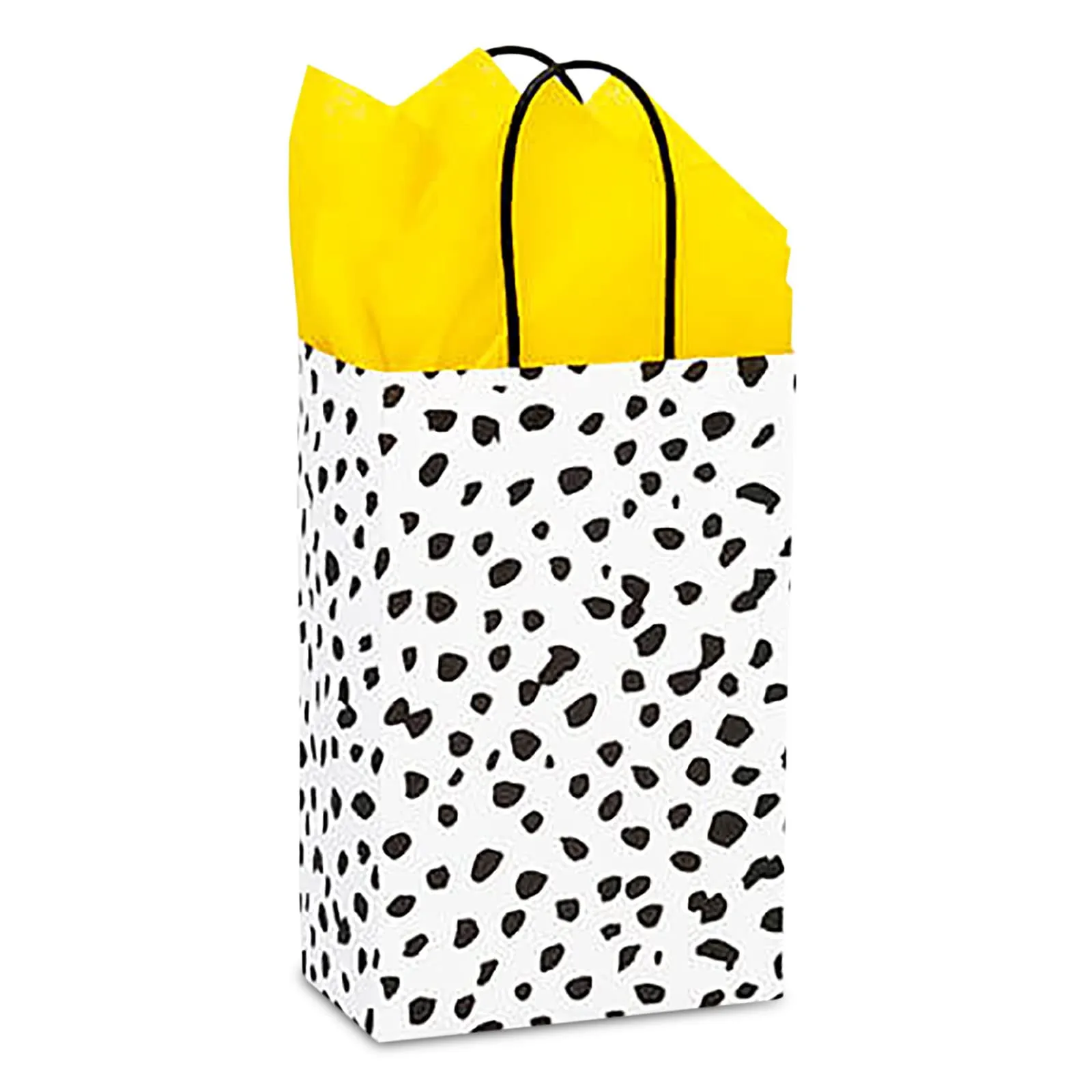 Dalmation Dot Print Paper Gift Bags and Party Favor Bags, Small 5.25x3.5x8.25" (12 Pack)