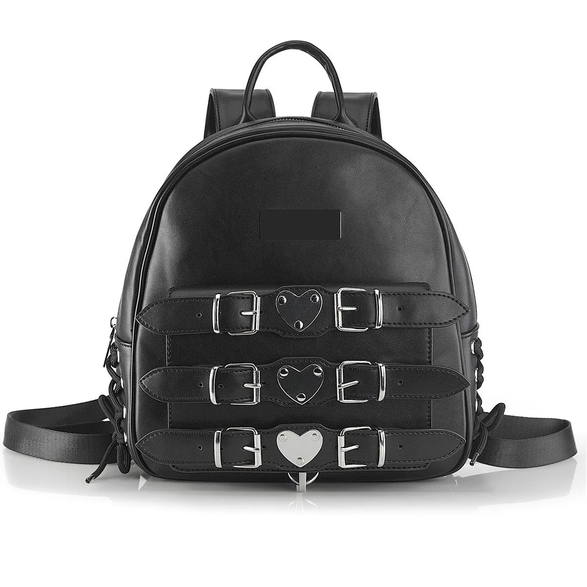 DemoniaCult HB-675 Black Faux Leather Mini Backpack