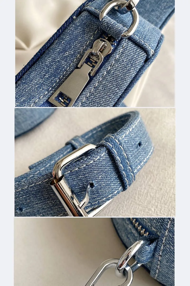 Denim Crossbody Bag in Unique Guitar Shape