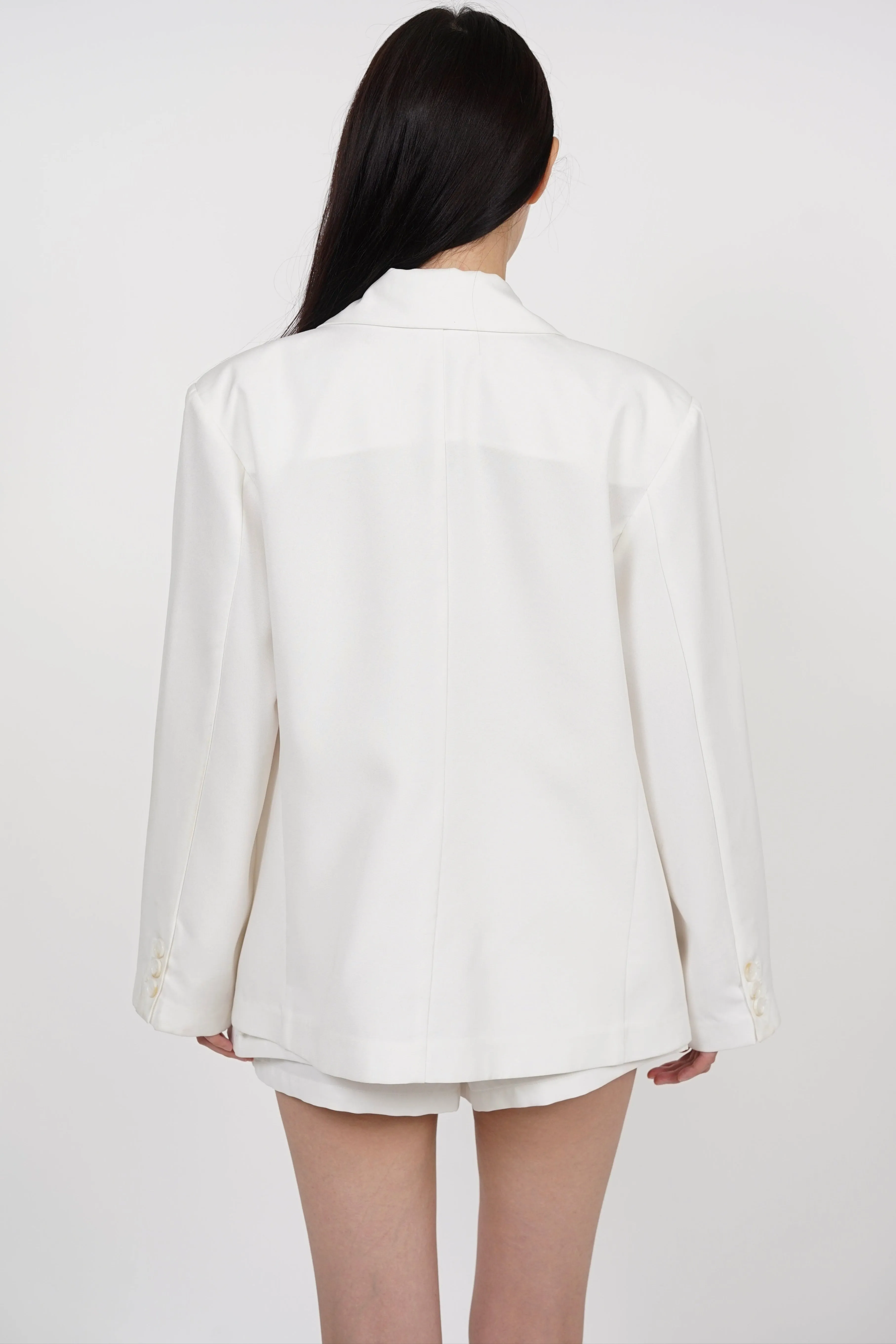 Dual Lapel Blazer in White