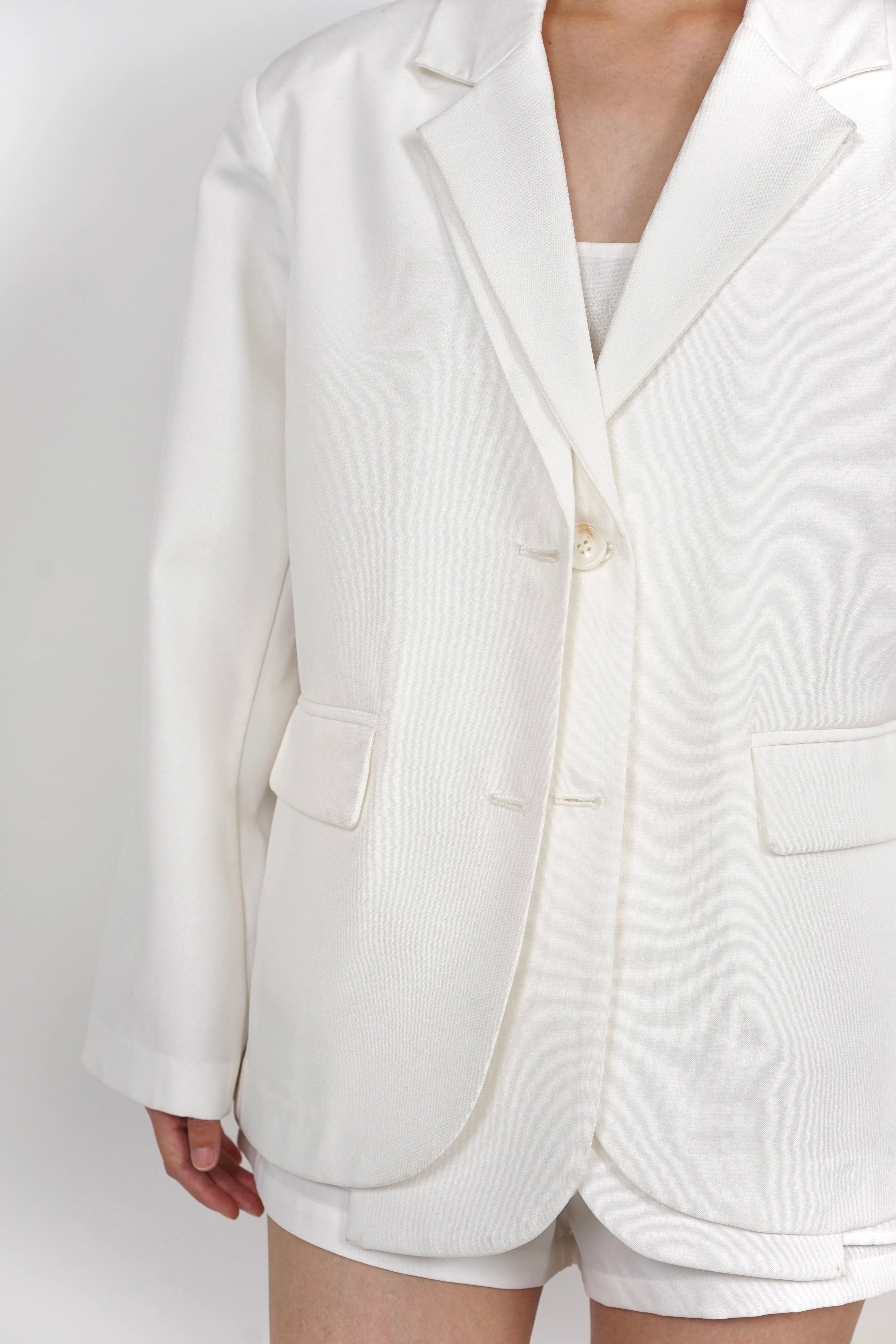 Dual Lapel Blazer in White
