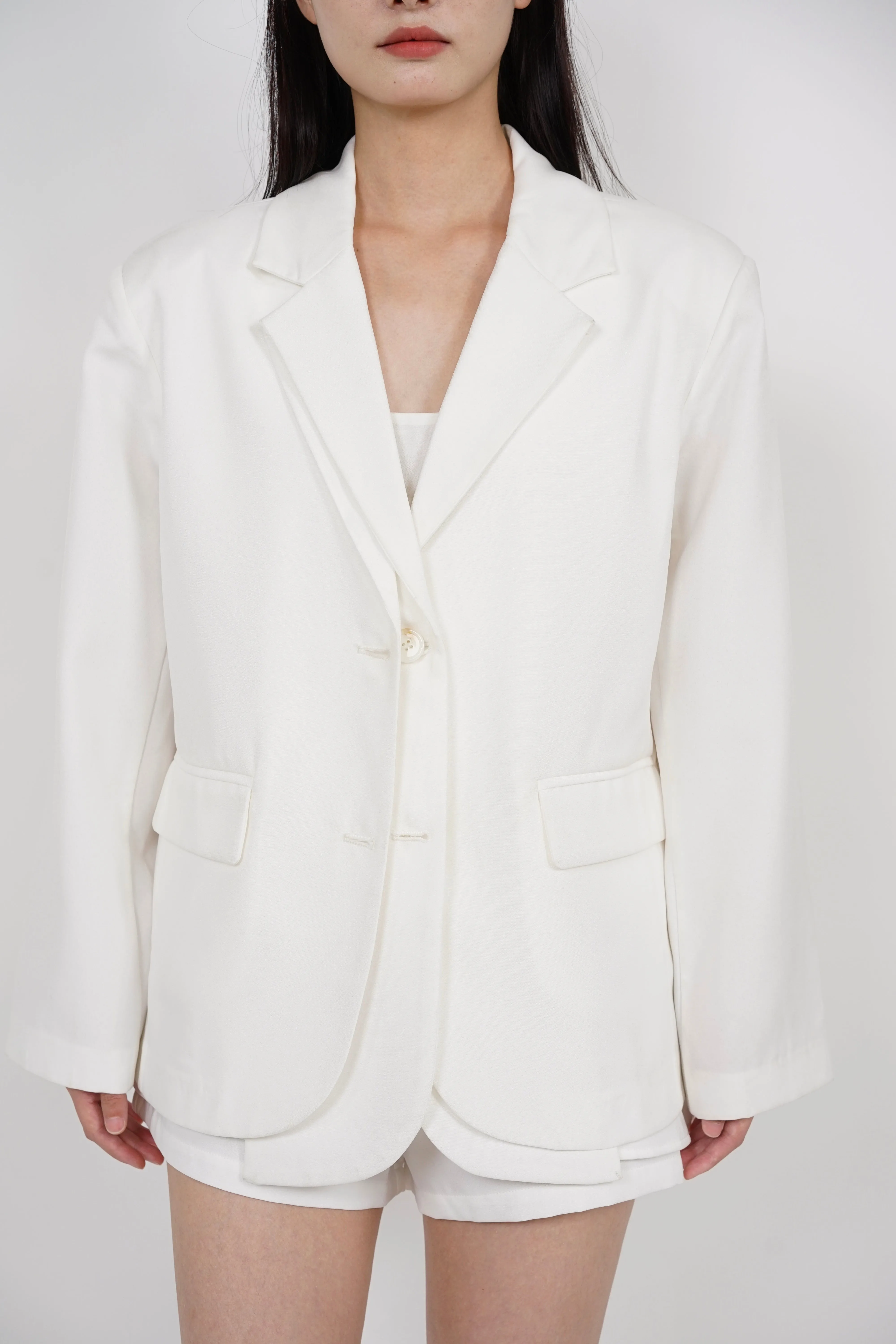 Dual Lapel Blazer in White