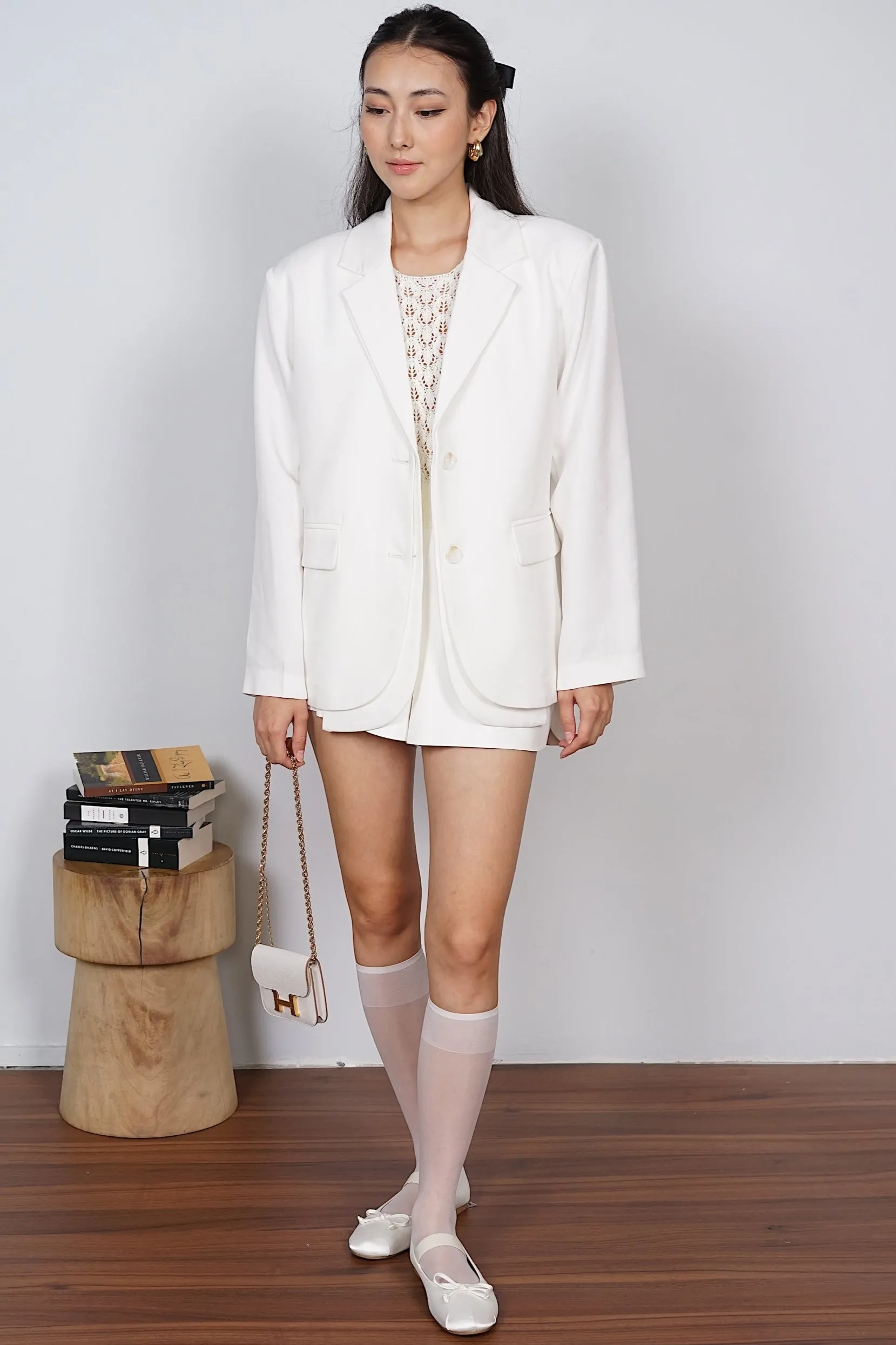 Dual Lapel Blazer in White