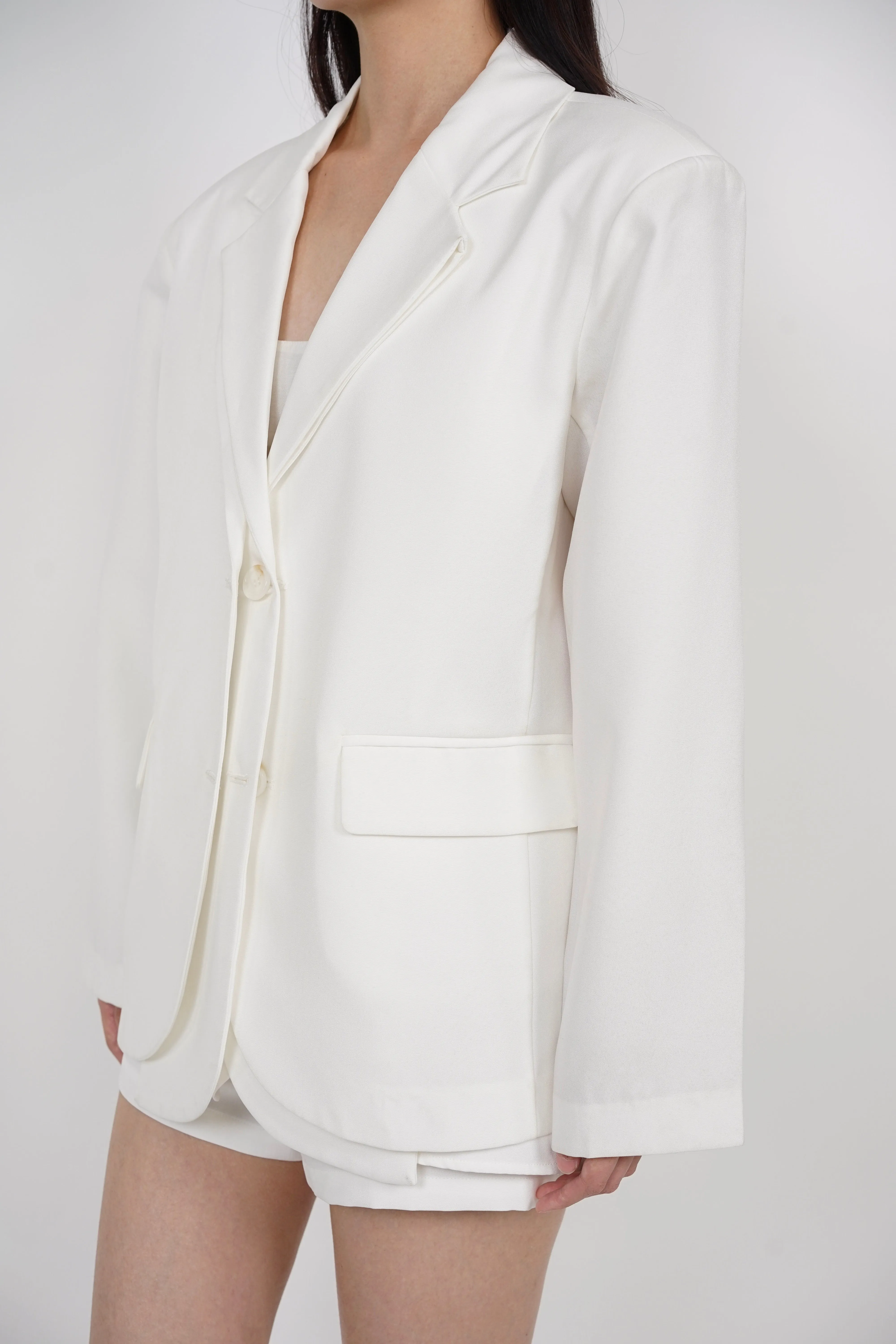 Dual Lapel Blazer in White