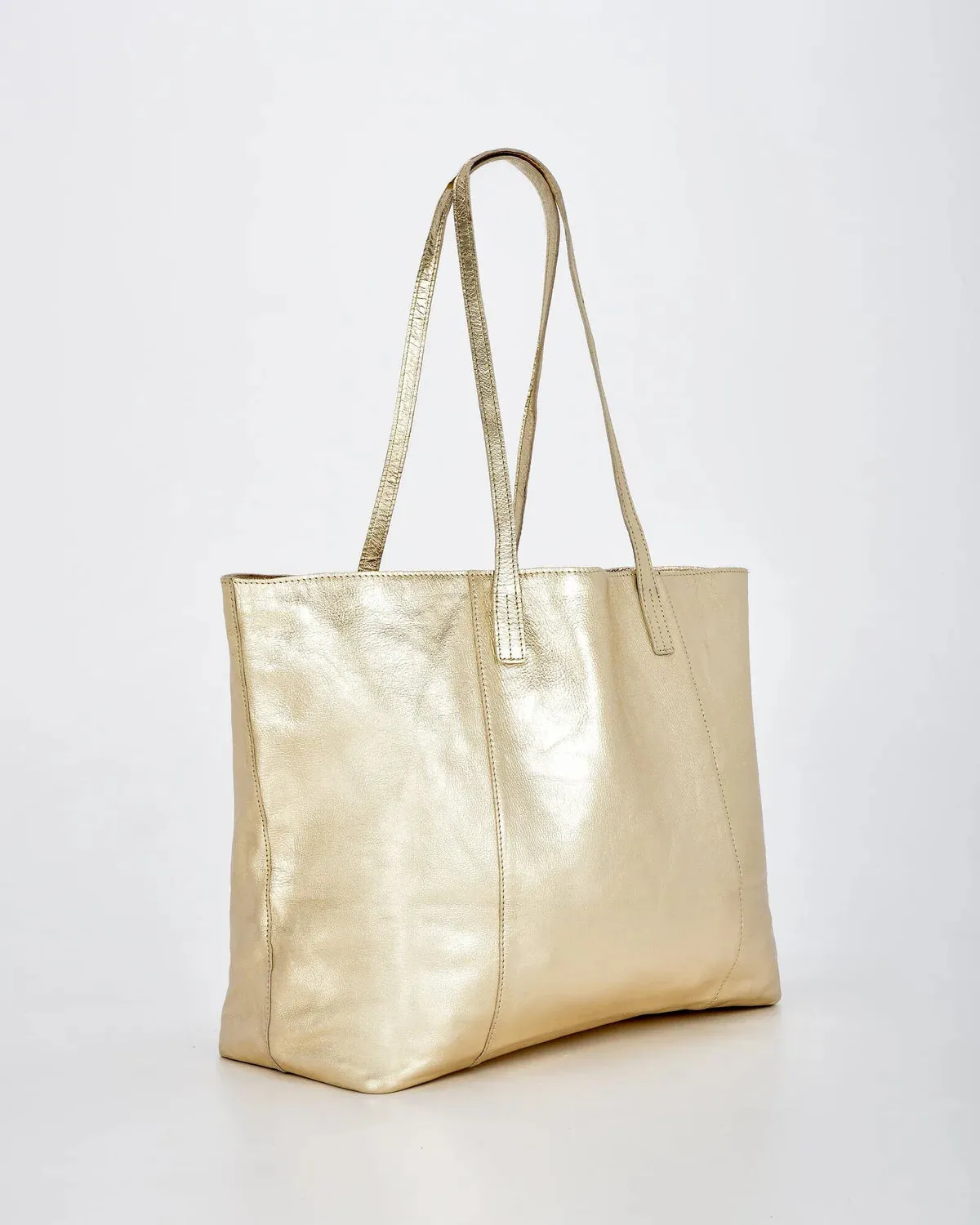 Elara Metalic Leather Hobo - gold