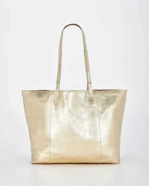 Elara Metalic Leather Hobo - gold