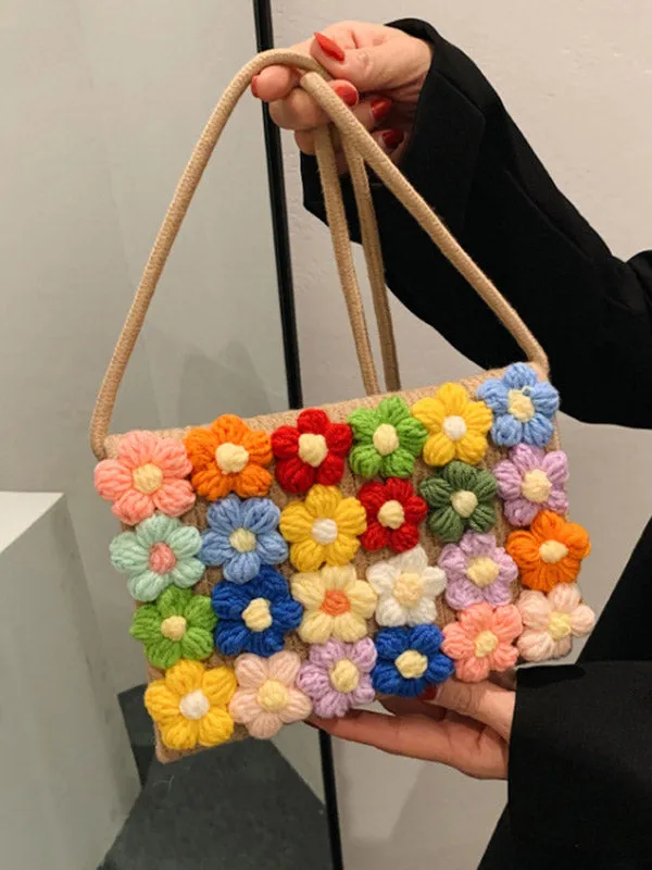 Flower Print Knitted Flower Bags Crossbody Bags