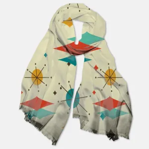 Franciscan Diamond Starburst Pashmina Scarf, Mid Century Modern Shawl