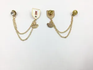 Golden Crown Chain Hanging Brooch With Stone