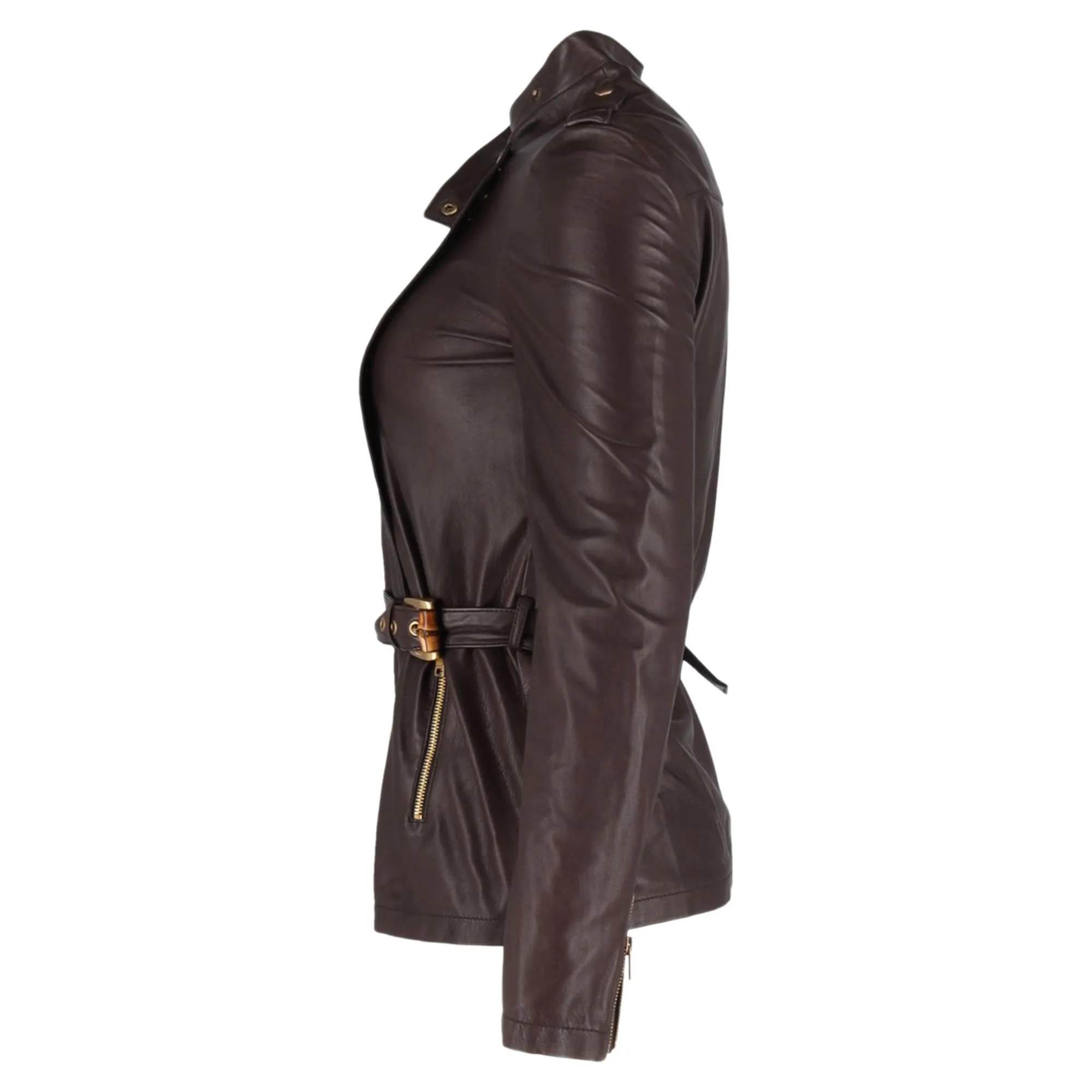 Gucci Biker Jacket in Brown Leather