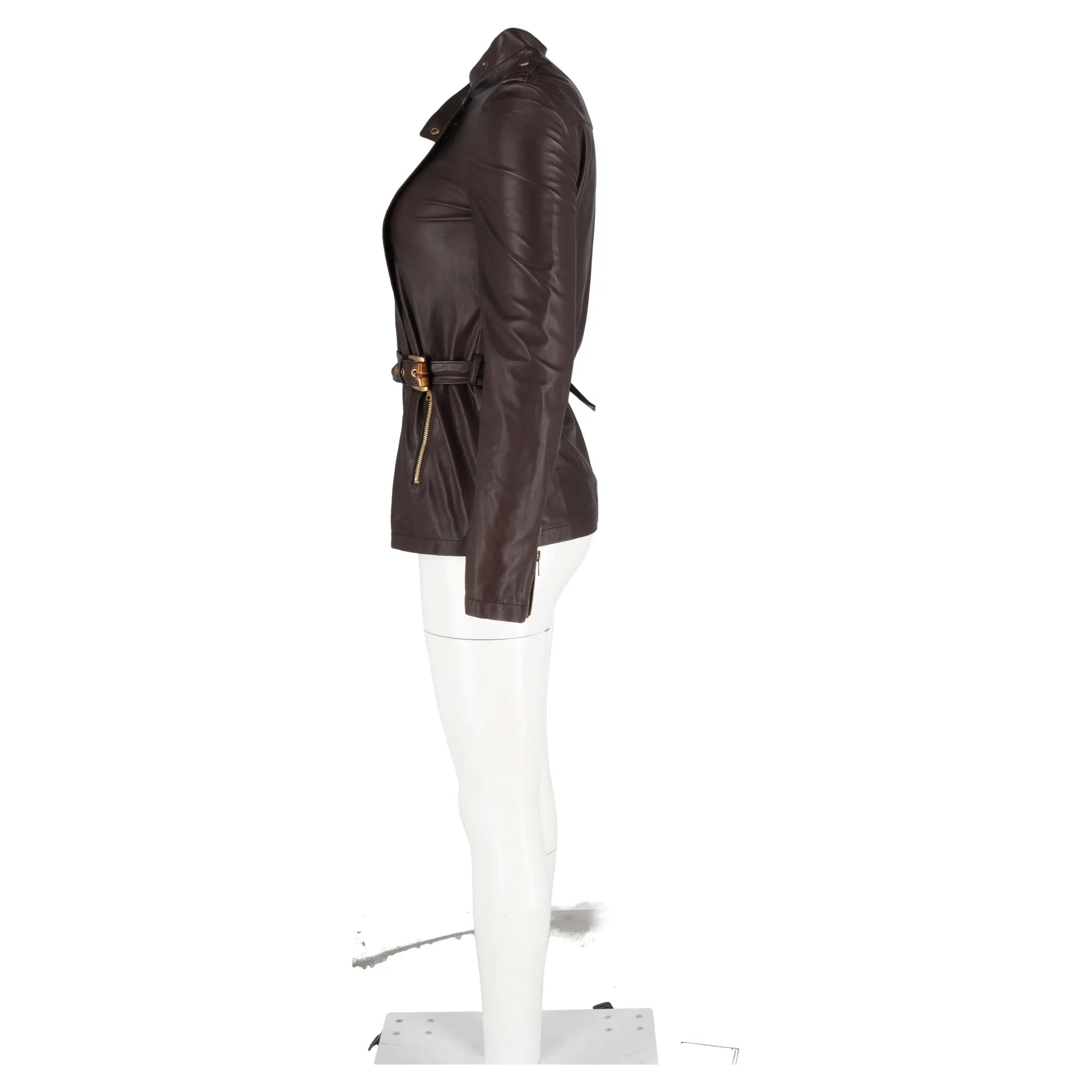 Gucci Biker Jacket in Brown Leather