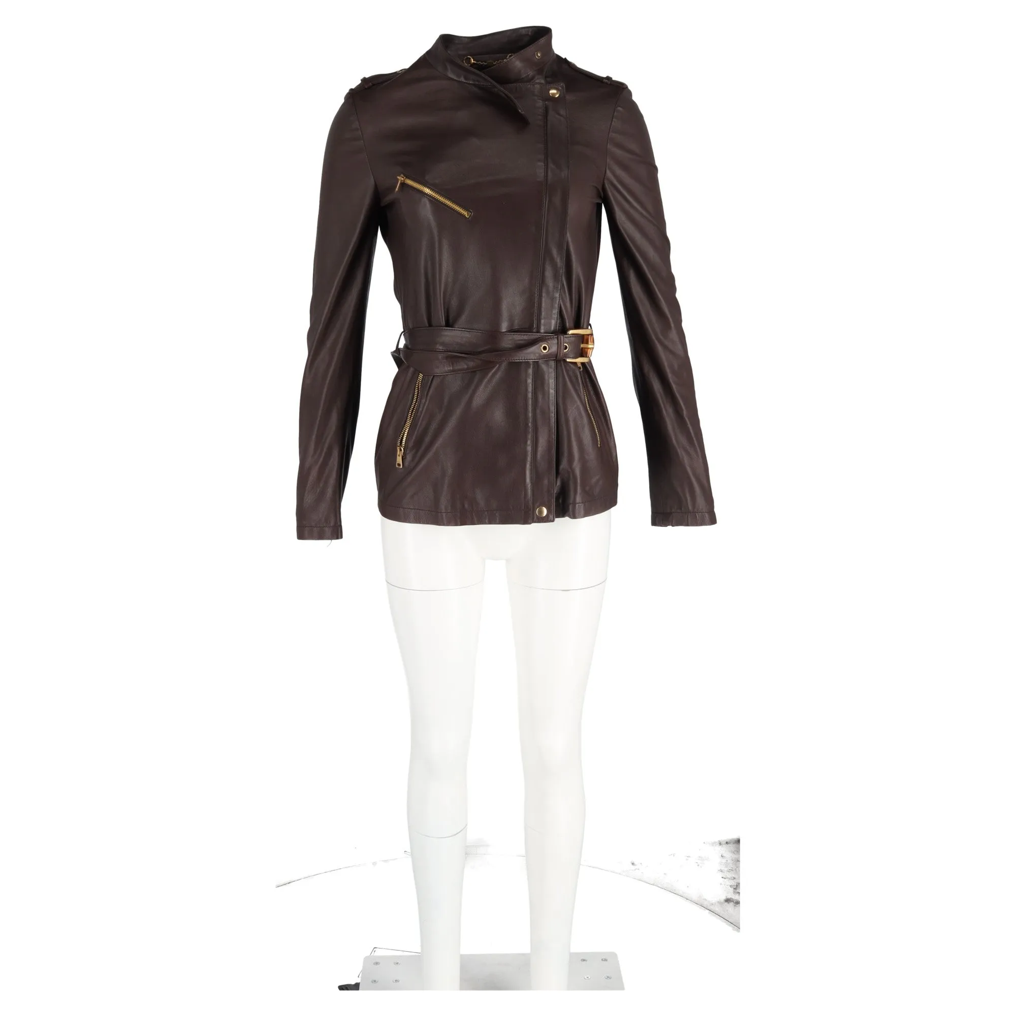Gucci Biker Jacket in Brown Leather