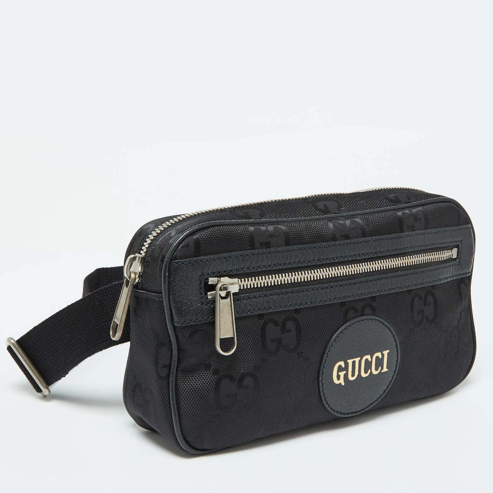 Gucci Black Gg Econyl Nylon And Leather Off The Grid Belt Bag