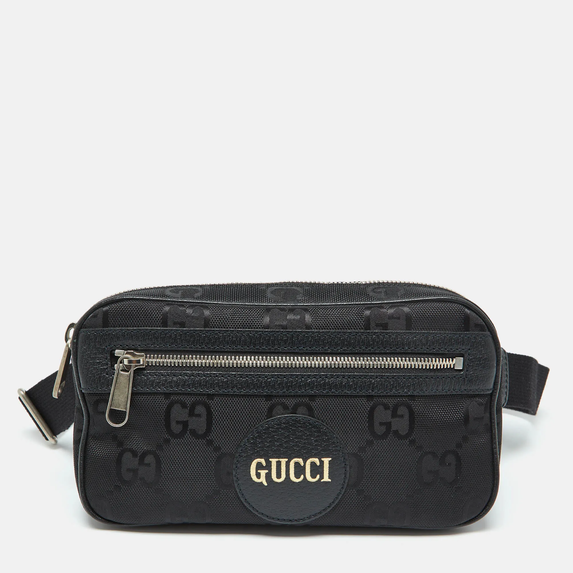 Gucci Black Gg Econyl Nylon And Leather Off The Grid Belt Bag