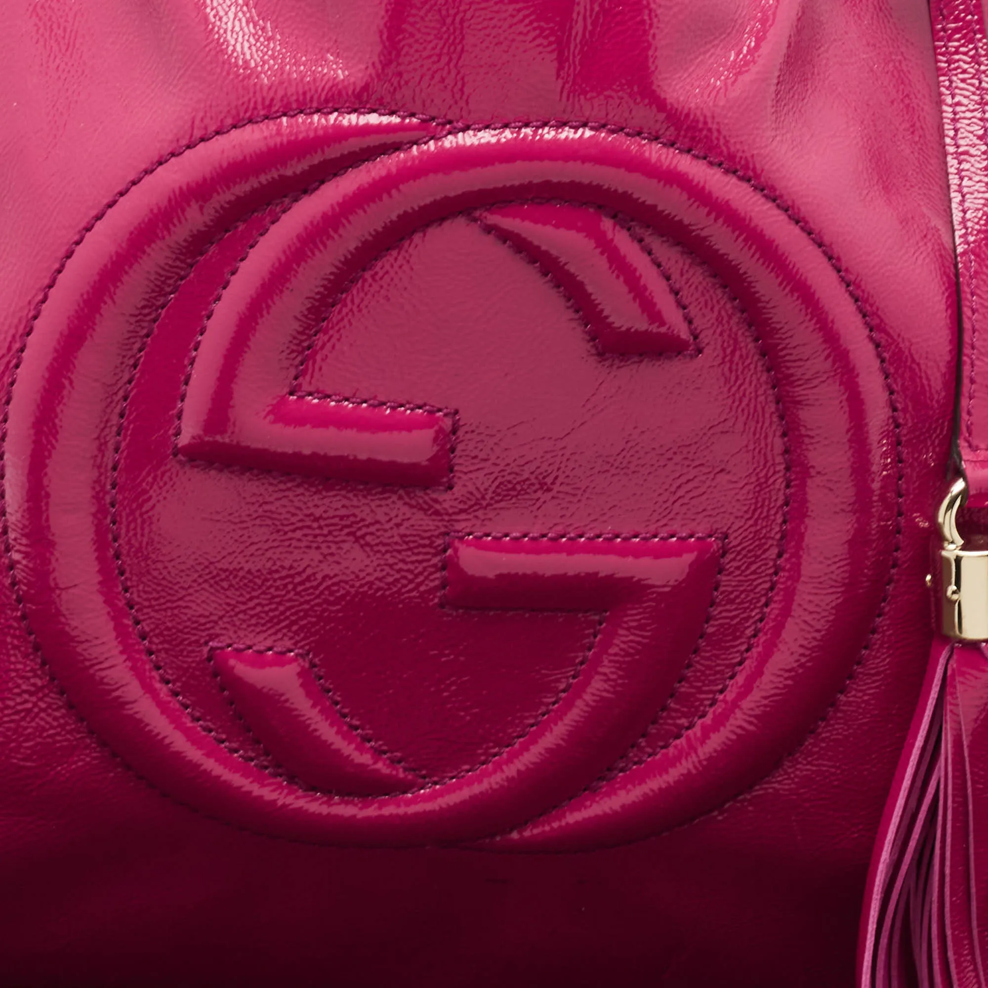 Gucci Magenta Patent Leather Medium Soho Chain Tote