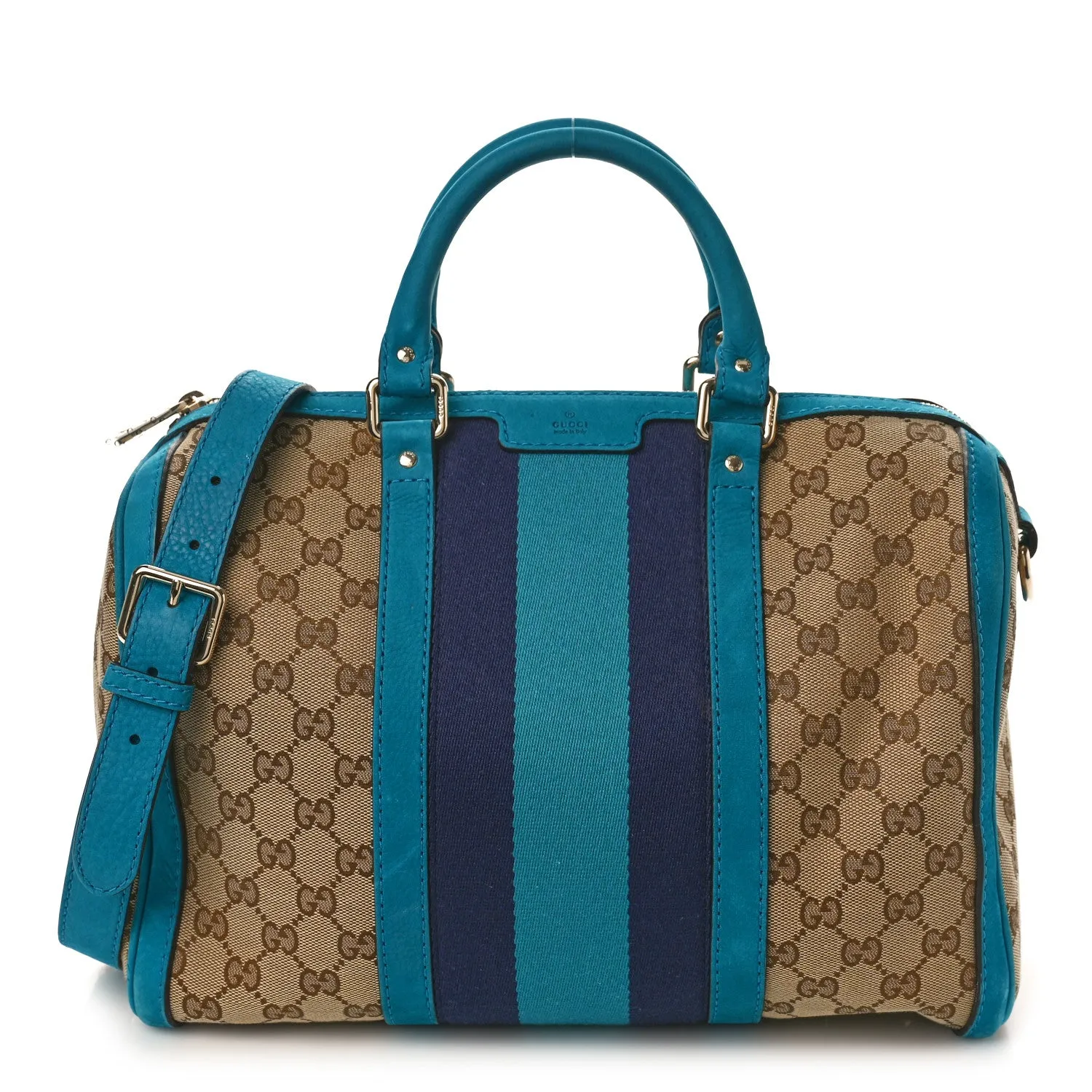 Gucci Vintage Web Medium Boston Teal