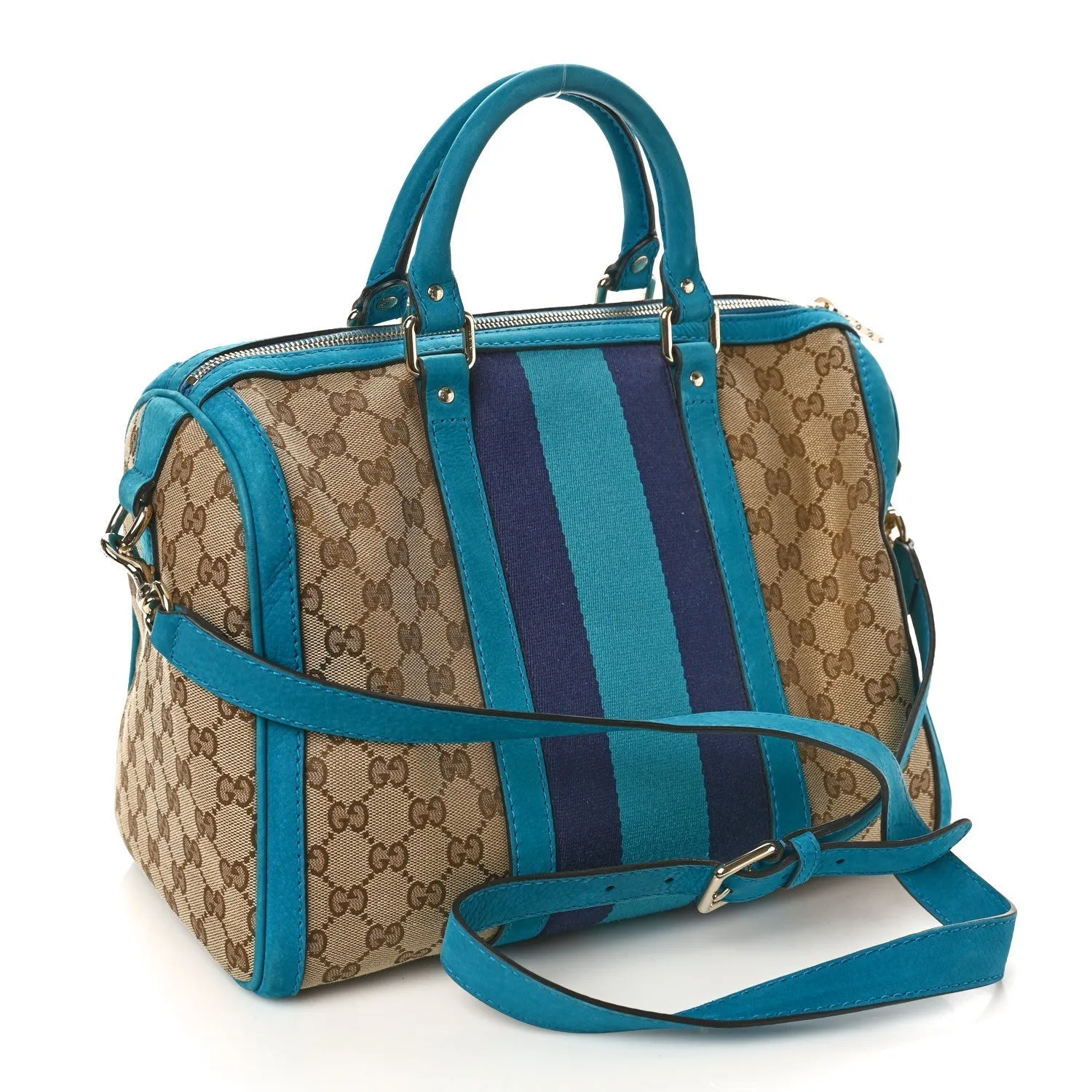 Gucci Vintage Web Medium Boston Teal