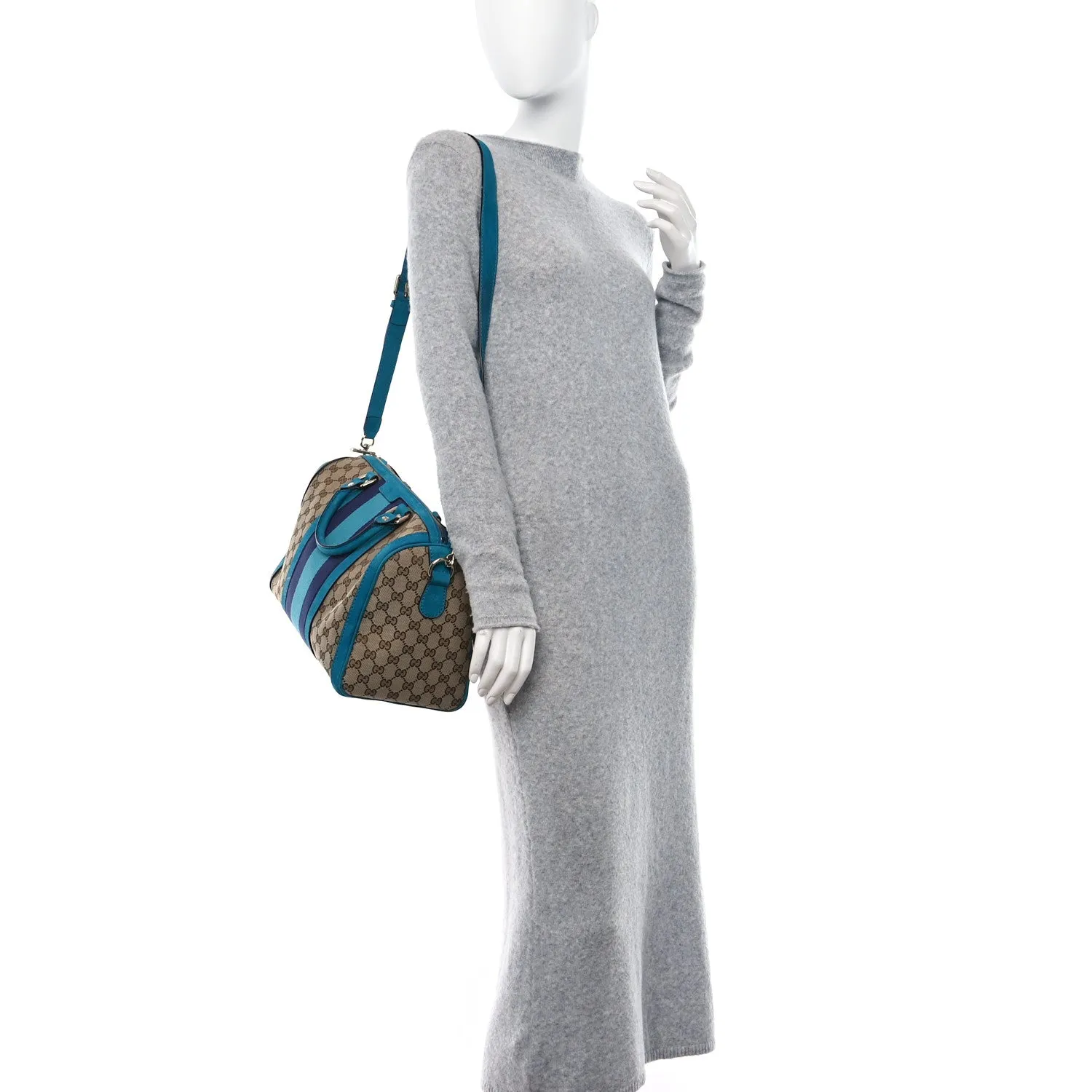 Gucci Vintage Web Medium Boston Teal