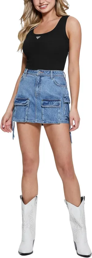 GUESS Women's Eco Sleeveless Triangle Bling Rib Tank