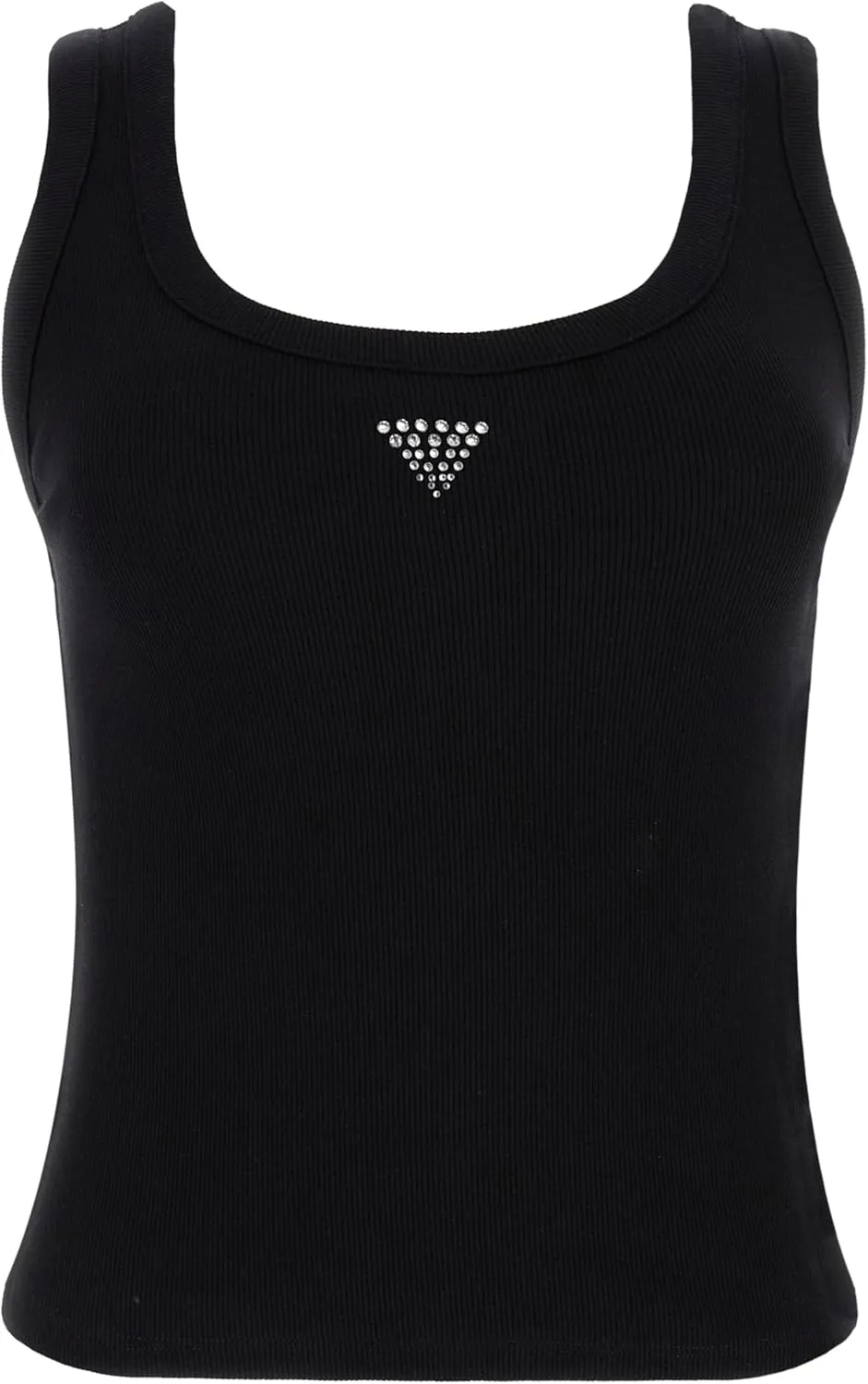 GUESS Women's Eco Sleeveless Triangle Bling Rib Tank
