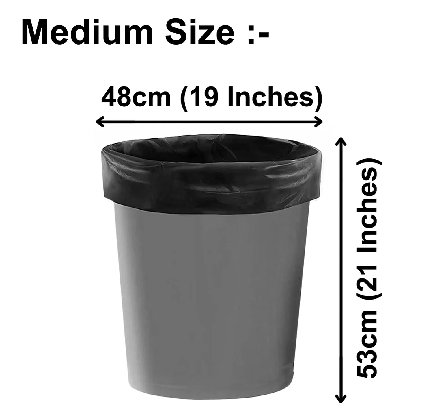 Heart Home Medium 120 Garbage Bags/Dustbin Bags, 19x21 Inches (Black)-HS41HEARTHH24027
